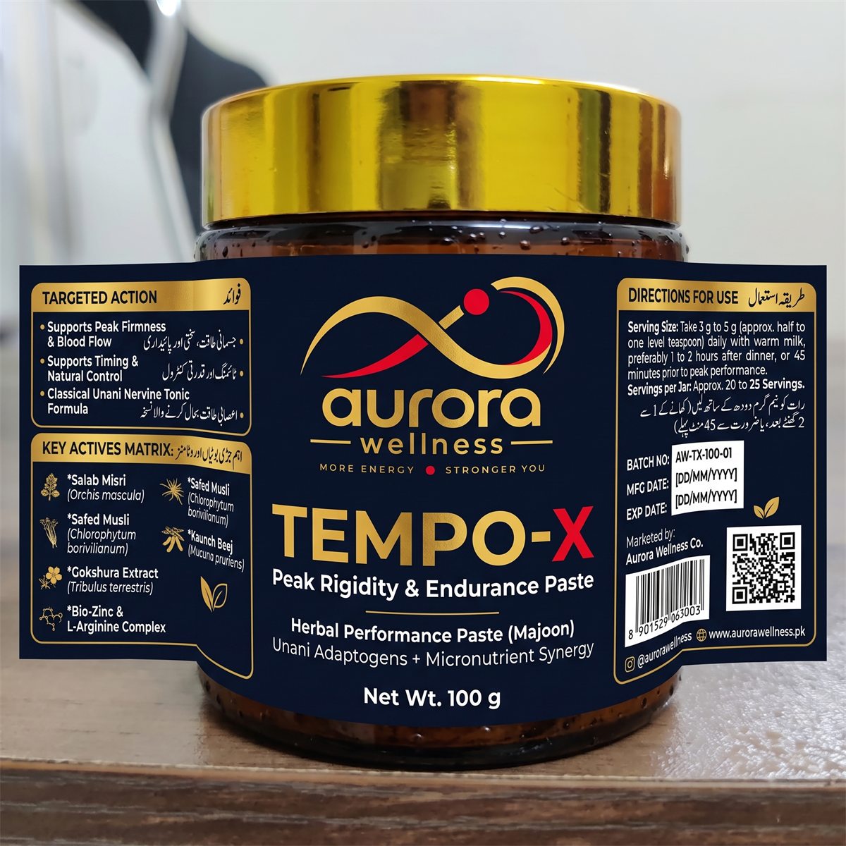 Tempo-X Peak Rigidity & Endurance Paste 100 g jar with gold lid